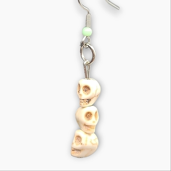 Handcrafted Skull Hook Earrings - Picture 10 of 12